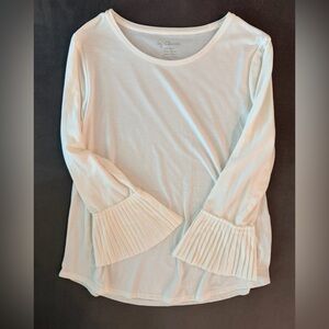 Chico’s Cream Long Sleeve Top with Pleated Cuffs